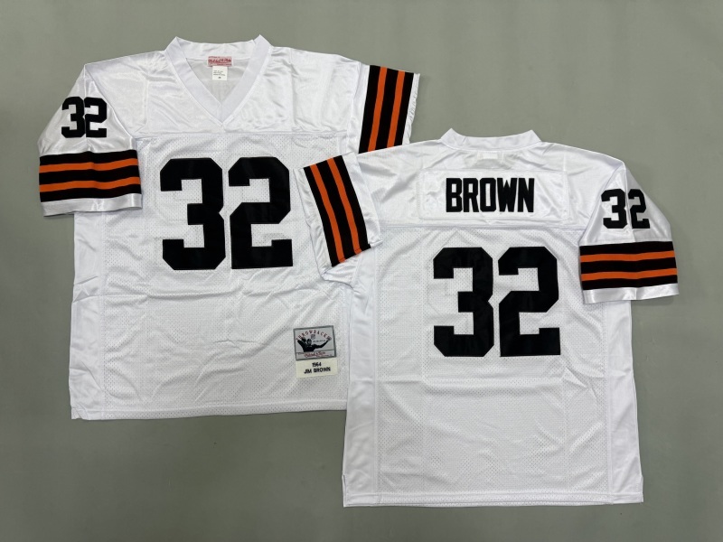 Men 2025 Cleveland Browns 32 Brown white Throwback Limited NFL Jersey style 001